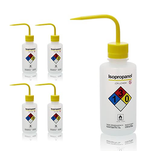 Utile Isopropanol 5511.0471.4 selbstentlüftende Sicherheits-Waschflaschen, 4 Stück Vol.500 ml, schmale Öffnung, LDPE-Material mit PP-Material-Verschluss, 4 Stück von Utile