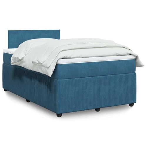 Utiny Boxspringbett mit Matratze Blau 120x190 cm Samt Schlichtes Design von Utiny