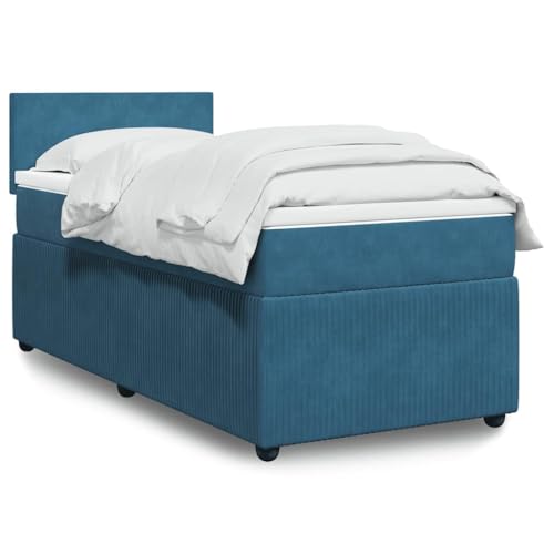 Utiny Boxspringbett mit Matratze Blau 90x190 cm Samt Schlichtes Design von Utiny