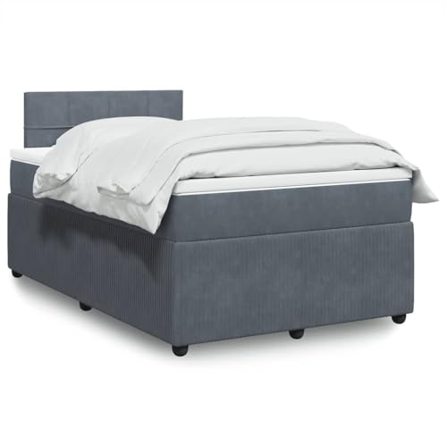 Utiny Boxspringbett mit Matratze Dunkelgrau 120x190 cm Samt Block mit Quadraten von Utiny