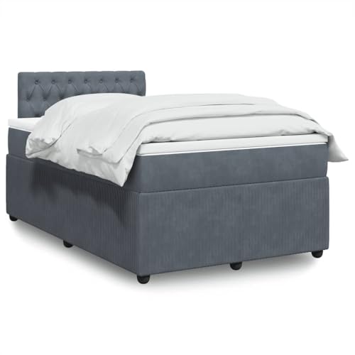 Utiny Boxspringbett mit Matratze Dunkelgrau 120x190 cm Samt Knopfheftung Design von Utiny