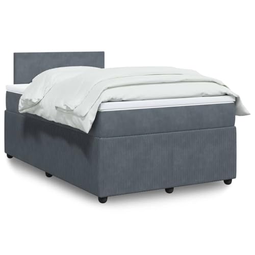Utiny Boxspringbett mit Matratze Dunkelgrau 120x200 cm Samt Schlichtes Design von Utiny