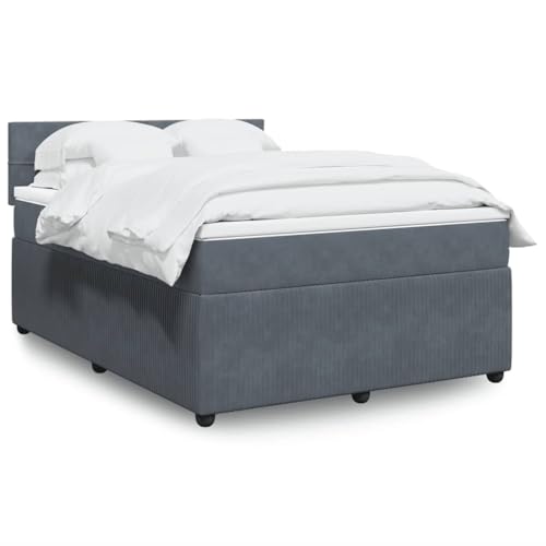 Utiny Boxspringbett mit Matratze Dunkelgrau 140x200 cm Samt Block mit Quadraten Utiny Boxspringbett mit Matratze Dunkelgrau 140x200 cm Samt Block mit Quadraten von Utiny