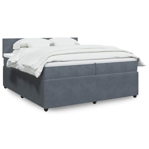 Utiny Boxspringbett mit Matratze Dunkelgrau 200x200 cm Samt Schlichtes Design von Utiny