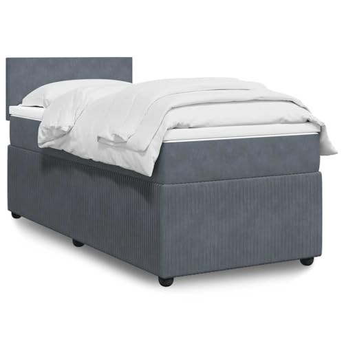 Utiny Boxspringbett mit Matratze Dunkelgrau 90x200 cm Samt Schlichtes Design von Utiny