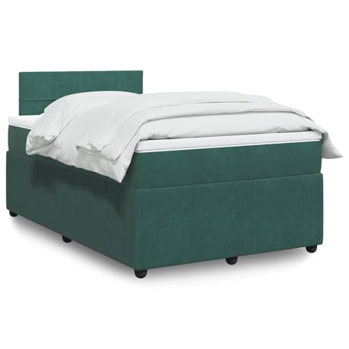 Utiny Boxspringbett mit Matratze Dunkelgrün 120x190 cm Samt Block mit Quadraten von Utiny