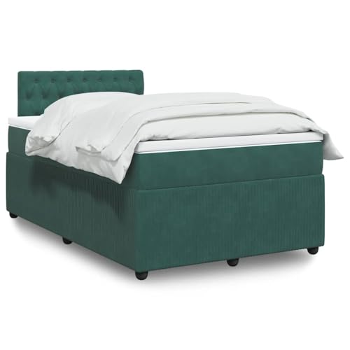 Utiny Boxspringbett mit Matratze Dunkelgrün 120x200 cm Samt Knopfheftung Design von Utiny
