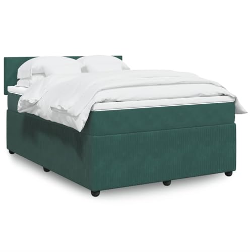 Utiny Boxspringbett mit Matratze Dunkelgrün 140x190 cm Samt Schlichtes Design von Utiny