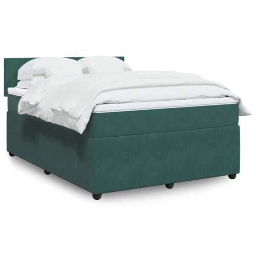 Utiny Boxspringbett mit Matratze Dunkelgrün 140x200 cm Samt Schlichtes Design von Utiny