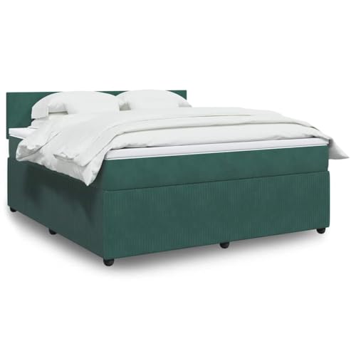 Utiny Boxspringbett mit Matratze Dunkelgrün 180x200 cm Samt Schlichtes Design von Utiny