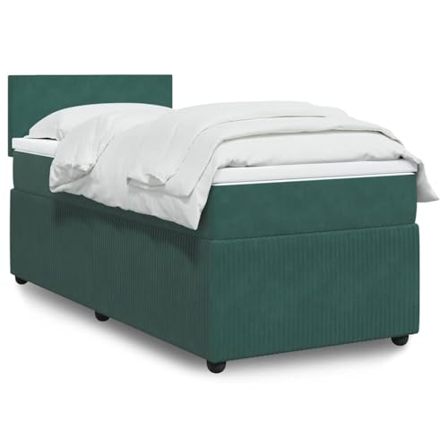 Utiny Boxspringbett mit Matratze Dunkelgrün 80x200 cm Samt Schlichtes Design von Utiny