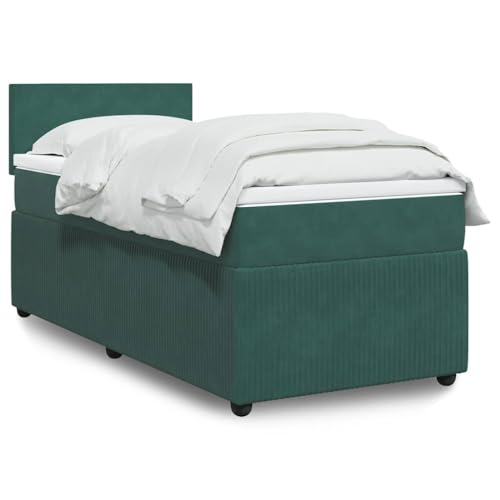 Utiny Boxspringbett mit Matratze Dunkelgrün 90x200 cm Samt Schlichtes Design von Utiny