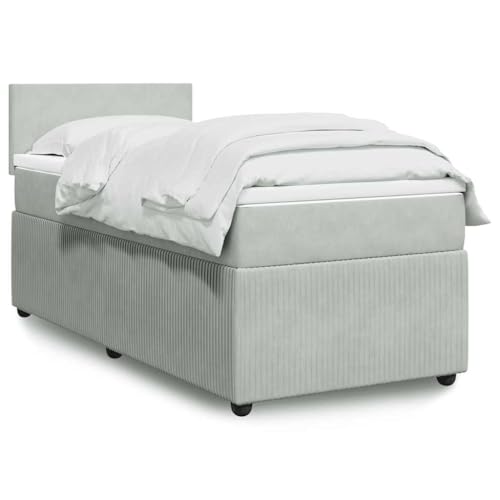 Utiny Boxspringbett mit Matratze Hellgrau 100x200 cm Samt Schlichtes Design von Utiny