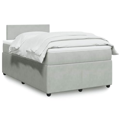 Utiny Boxspringbett mit Matratze Hellgrau 120x200 cm Samt Schlichtes Design von Utiny