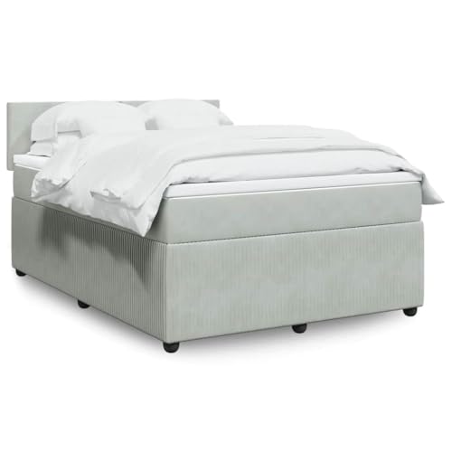 Utiny Boxspringbett mit Matratze Hellgrau 140x190 cm Samt Schlichtes Design von Utiny