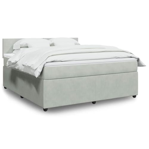 Utiny Boxspringbett mit Matratze Hellgrau 180x200 cm Samt Schlichtes Design von Utiny