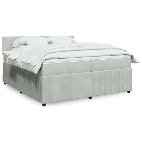 Utiny Boxspringbett mit Matratze Hellgrau 200x200 cm Samt Schlichtes Design von Utiny