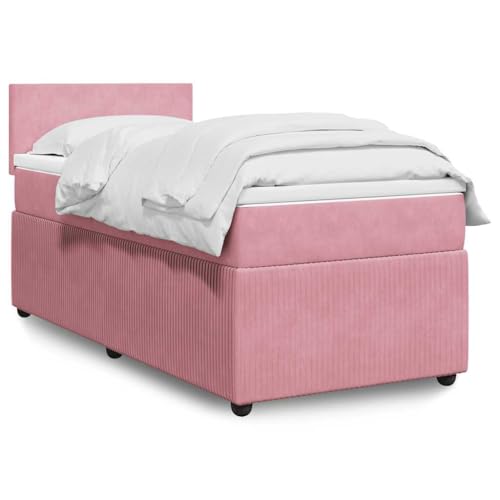 Utiny Boxspringbett mit Matratze Rosa 100x200 cm Samt Schlichtes Design von Utiny