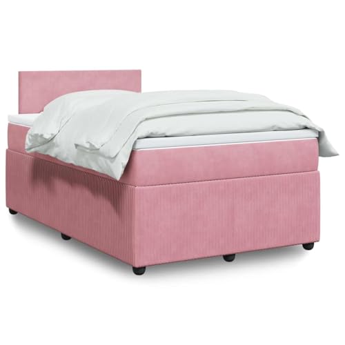 Utiny Boxspringbett mit Matratze Rosa 120x190 cm Samt Schlichtes Design von Utiny