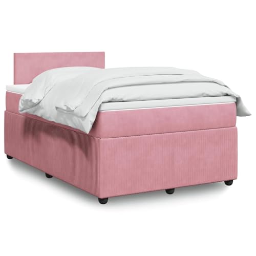 Utiny Boxspringbett mit Matratze Rosa 120x200 cm Samt Schlichtes Design von Utiny