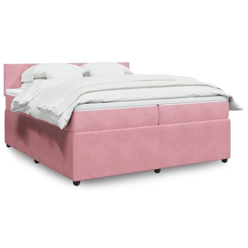 Utiny Boxspringbett mit Matratze Rosa 200x200 cm Samt Schlichtes Design von Utiny