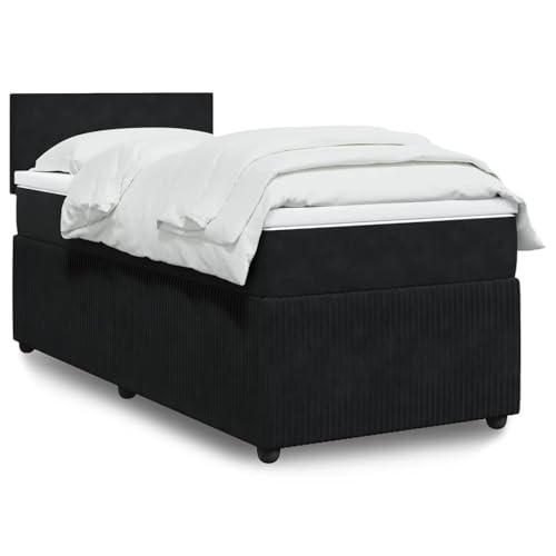 Utiny Boxspringbett mit Matratze Schwarz 100x200 cm Samt Schlichtes Design von Utiny