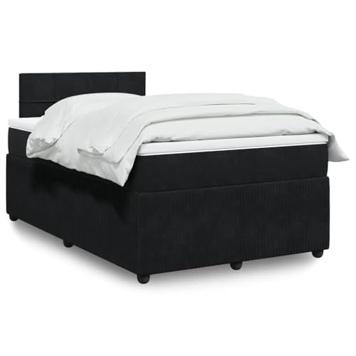 Utiny Boxspringbett mit Matratze Schwarz 120x200 cm Samt Block mit Quadraten von Utiny