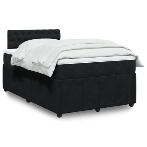 Utiny Boxspringbett mit Matratze Schwarz 120x200 cm Samt Knopfheftung Design von Utiny