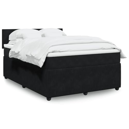 Utiny Boxspringbett mit Matratze Schwarz 140x190 cm Samt Schlichtes Design von Utiny