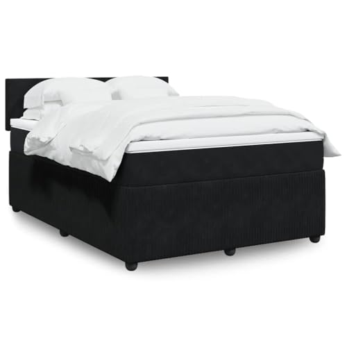 Utiny Boxspringbett mit Matratze Schwarz 140x200 cm Samt Schlichtes Design von Utiny