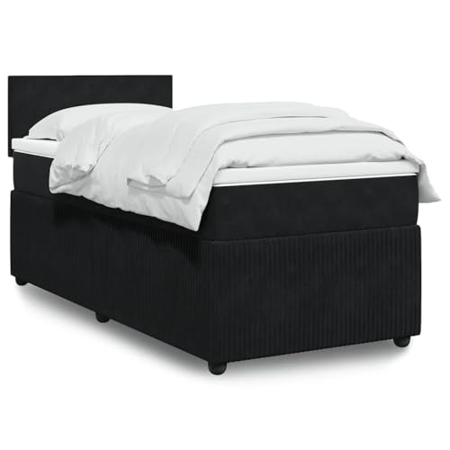 Utiny Boxspringbett mit Matratze Schwarz 90x190 cm Samt Schlichtes Design von Utiny