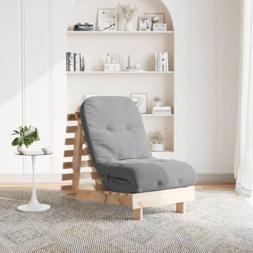 Utiny Futon Schlafsofa mit Matratze Massivholz Kiefer Natürliche Kiefer 60 x 206 x 11 cm von Utiny