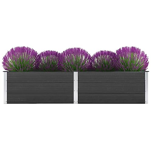 Utiny Garten-Hochbeet 250 x 50 x 54 cm WPC Grau Pflanzkübel Pflanzkasten Blumenkasten von Utiny