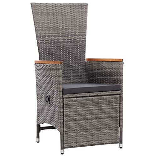 Utiny Garten-Liegestühle 2 STK. mit Auflagen Klappbar Gartenliege Relaxliege Poly Rattan Grau von Utiny