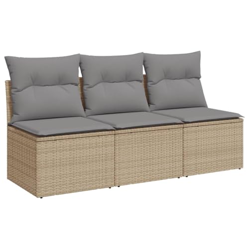 Utiny Gartensofa Gartenmöbel Terrassenmöbel Terrassensofa Poly Rattan Gartensofa mit 3X Mittelteil Beige und Grau von Utiny
