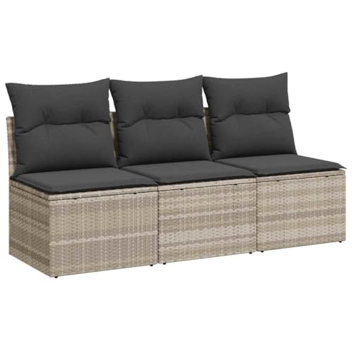 Utiny Gartensofa Gartenmöbel Terrassenmöbel Terrassensofa Poly Rattan Gartensofa mit 3X Mittelteil Hellgrau von Utiny