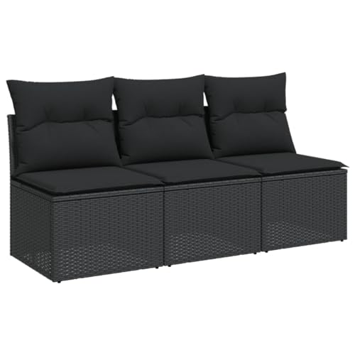 Utiny Gartensofa Gartenmöbel Terrassenmöbel Terrassensofa Poly Rattan Gartensofa mit 3X Mittelteil Schwarz von Utiny