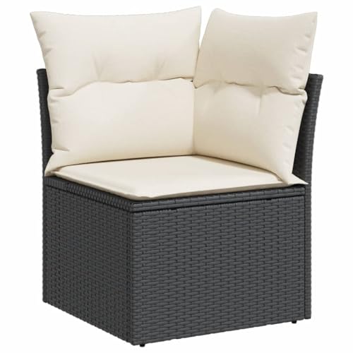 Utiny Gartensofa Gartenmöbel Terrassenmöbel Terrassensofa Poly Rattan Gartensofa mit Ecksofa Schwarz und Creme von Utiny