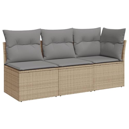Utiny Gartensofa Gartenmöbel Terrassenmöbel Terrassensofa Poly Rattan Gartensofa mit Eckteil + 2X Mittelteil Beige und Grau von Utiny