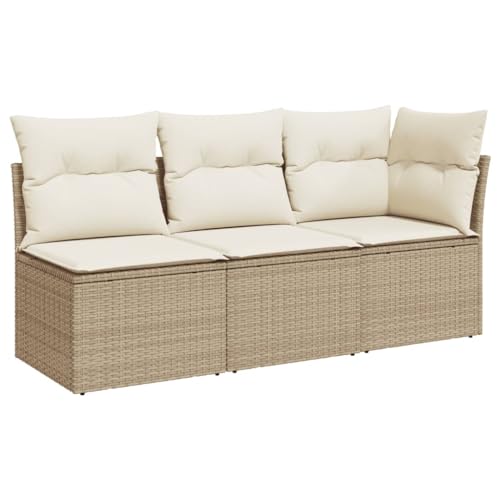 Utiny Gartensofa Gartenmöbel Terrassenmöbel Terrassensofa Poly Rattan Gartensofa mit Eckteil + 2X Mittelteil Beige von Utiny