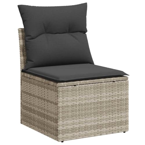 Utiny Gartensofa Gartenmöbel Terrassenmöbel Terrassensofa Poly Rattan Gartensofa mit Sofa-Mittelstück Hellgrau von Utiny