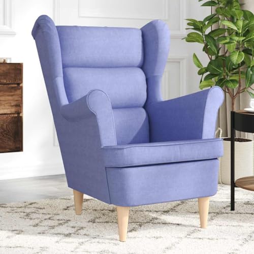 Utiny Ohrensessel Sessel Jeansblau 74x84x100 cm Stoff Gepolstert Loungesessel Holzbeine bis 110 kg von Utiny