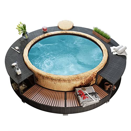 Utiny Whirlpool-Umrandung Schwarz Poly-Rattan von Utiny