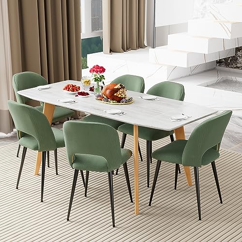 Utlenianie 6er Set Esszimmerstühle Polsterstuhl Streifen Essstühle Küchenstuhl Gepolsterter Stuhl mit Rückenlehne, für Esszimmer, Wohnzimmer, Küche, Schlafzimmer und Empfangsraum (Grün) von Utlenianie