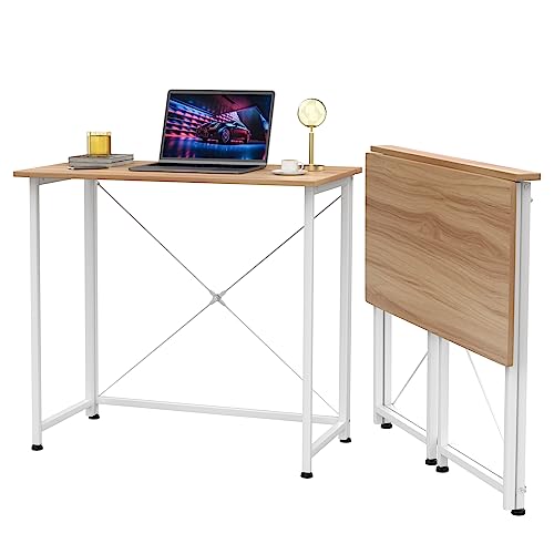 Utlenianie Schreibtisch Klappbar, Faltbar Klein Schreibtisch Platzsparend, Computertisch Klappbar, Klappschreibtisch für Büro, Wohnzimmer, Homeoffice, Camping, 80X45X75cm (Holz) von Utlenianie