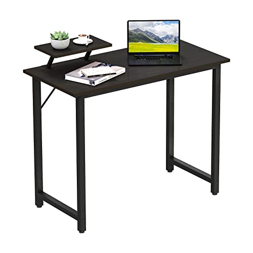 Utlenianie Schreibtisch Klein, PC Tisch Mit Monitorständer, 80x40x75cm Gaming Tisch Computertisch,Laptoptisch für Zuhause Büro und Wohnzimmer (schwarz-A) von Utlenianie