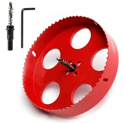 Utoolmart 175 mm Durchmesser Lochsäge Bi-Metall Bohrschneider M42 Hochgeschwindigkeitsstahl Dreiecksgriff mit Schneidzahnöffner Bohrer für Metall Stahl Aluminium Rohr Holz Rot 1 Stück von Utoolmart