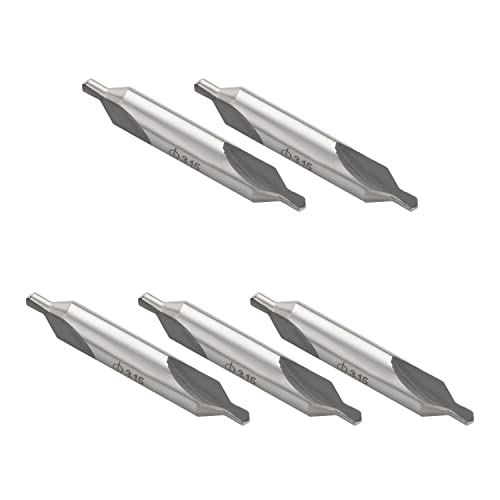 Utoolmart 3,15 mm Spitzendurchmesser Hochgeschwindigkeitsstahl-Zentrierbohrer 8 mm gerader Schaft doppelendige Senker Typ A Silber Drehmaschine Fräser Werkzeug 5 Stück von Utoolmart