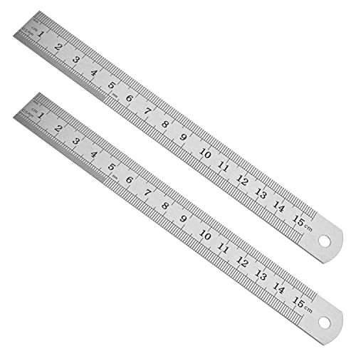 Utoolmart Gerades Lineal, 1 mm, metrisches Edelstahl-Lineal, 150 mm, Messwerkzeug mit Aufhängeloch, 2 Stück von Utoolmart