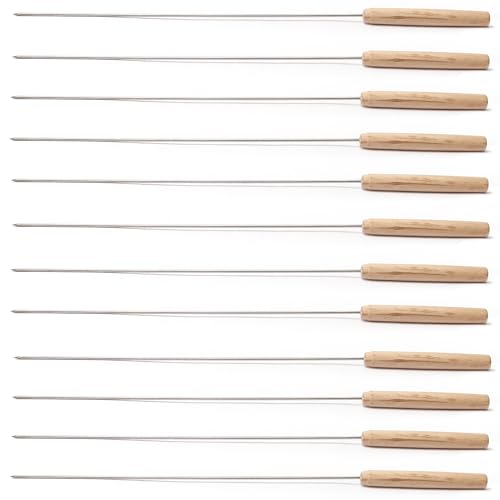 Utoolmart Grillnadel BBQ Barbecue Stick Holzgriff Barbecue Tool Set Outdoor Picknick Haushalt 12 Barbecue Sticks mit Holzgriff 1 Packungen von Utoolmart